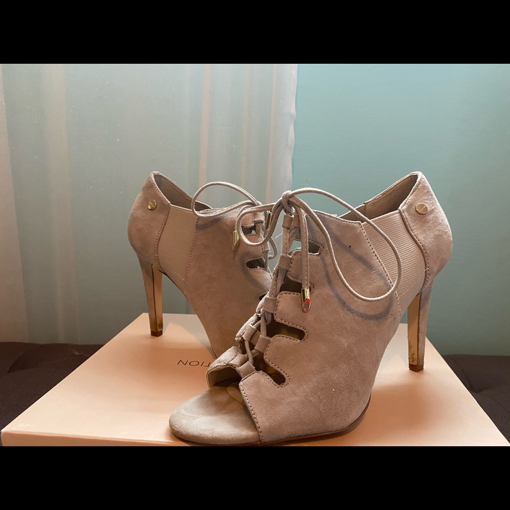 Taupe Calvin Klein lace up heels